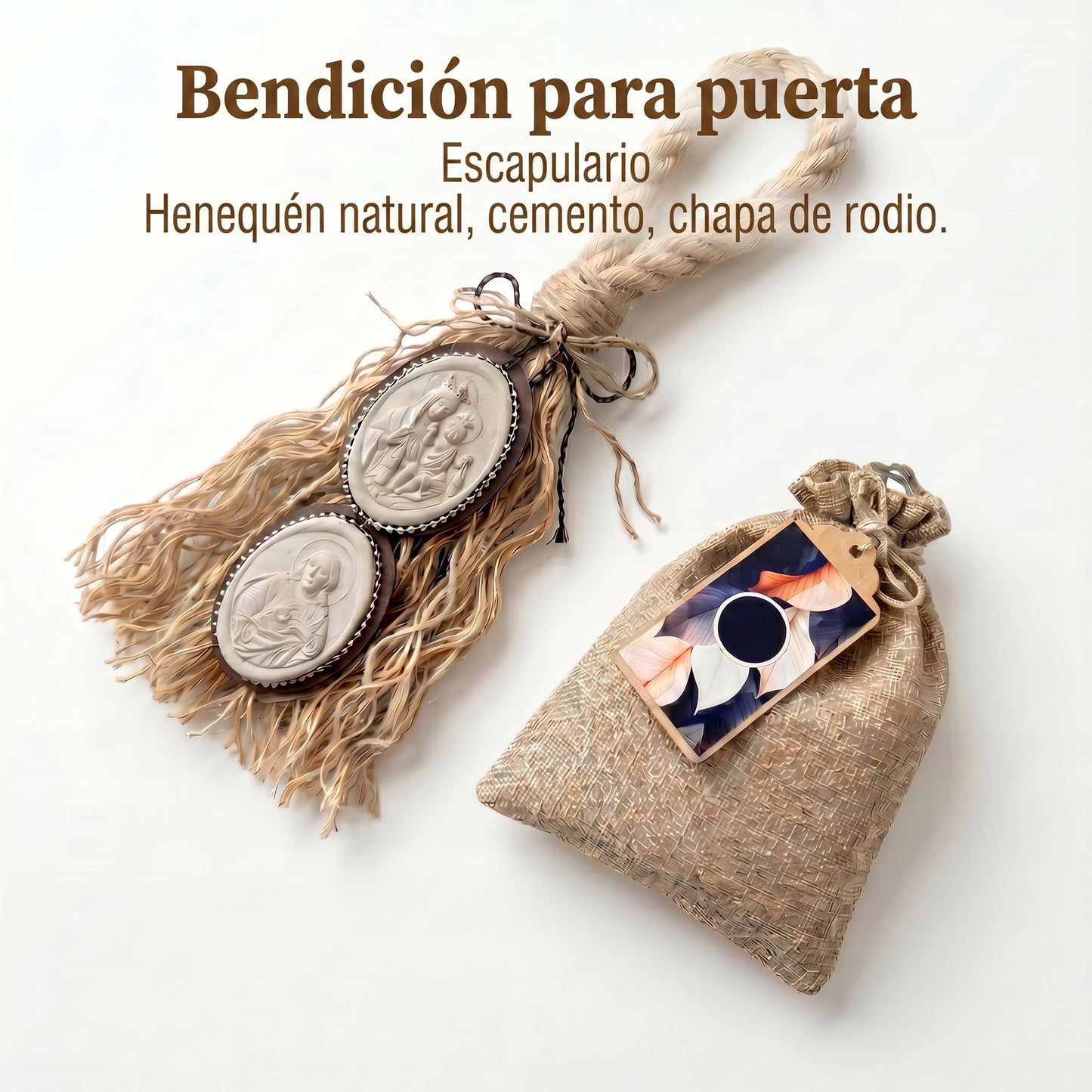 Bendición Escapulario "Devoción Eterna": Virgen del Carmen y Sagrado Corazón conTejido de Algodón Reforzado