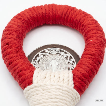 Bendición de Lujo San Benito  Edición "Gran Relieve" con Tejido de Algodón Reforzado rojo
